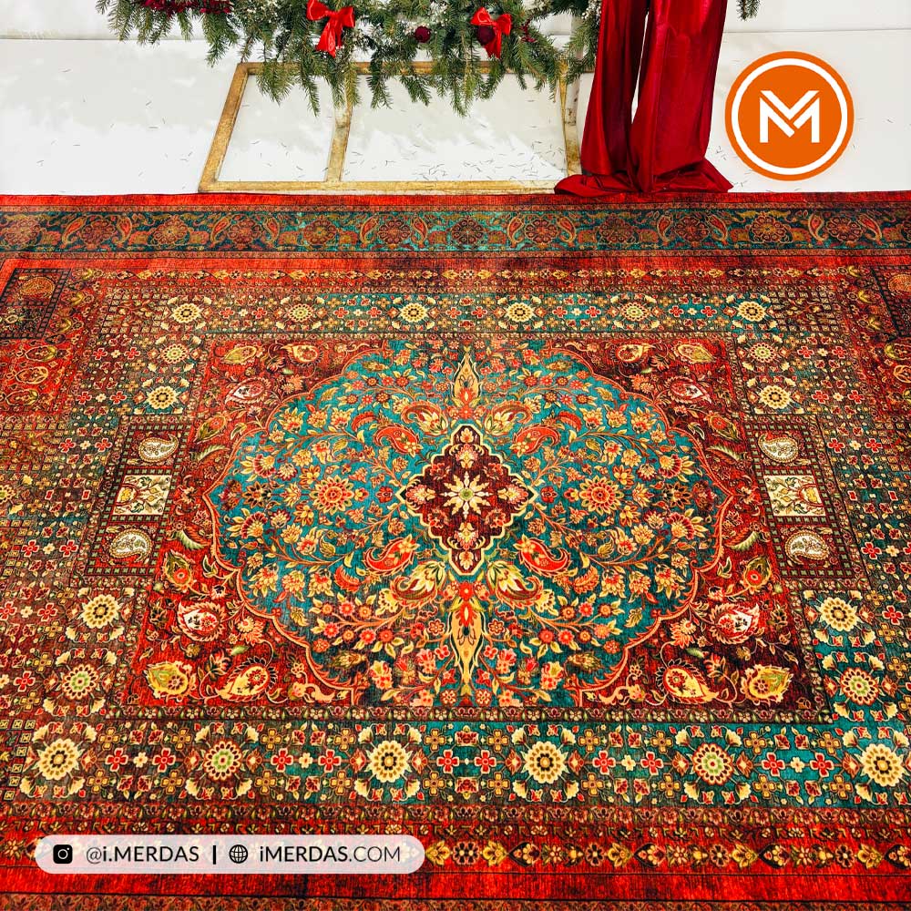 فرش کهنه نما کد 25NH0010 زمینه قرمز